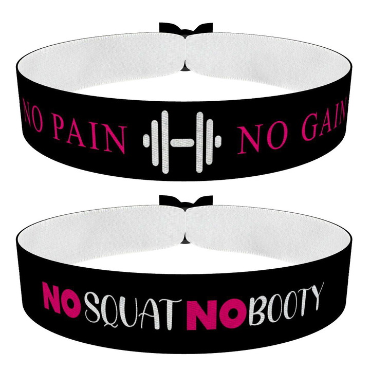 Zum Produkt 2er Set Stoffarmbänder No Pain No Gain & No Squat No Booty