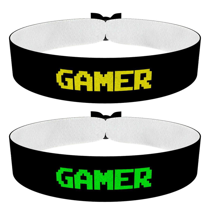 Zum Produkt 2er Set Gamer small Stoffarmbänder schwarz/gelb schwarz/grün