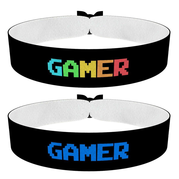 Zum Produkt Gamer small 2er Set bunt und schwarz/blau Stoffarmbänder