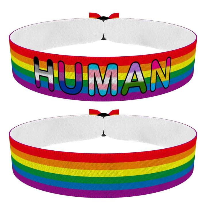 Zum Produkt 2er Set LGBTQ Rainbow Stoffarmbänder mit Menschen und Flagge
