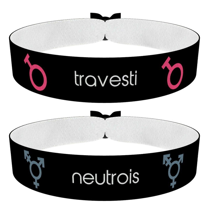 Zum Produkt 2er Set Stoffarmbänder Travesti und Transgender Symbol schwarz