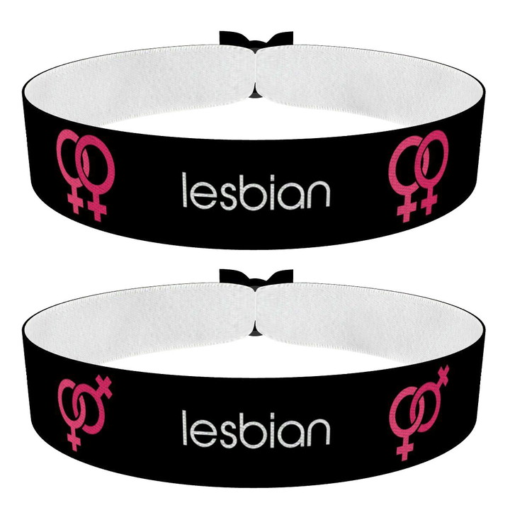Zum Produkt 2er Set Lesbian Symbol Stoffarmbänder schwarz zum Thema Liebe