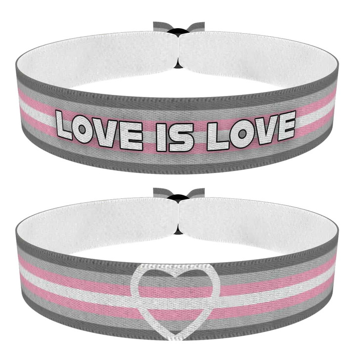 Zum Produkt 2er Set Demigirl Stoffarmbänder Love is Love und Heart