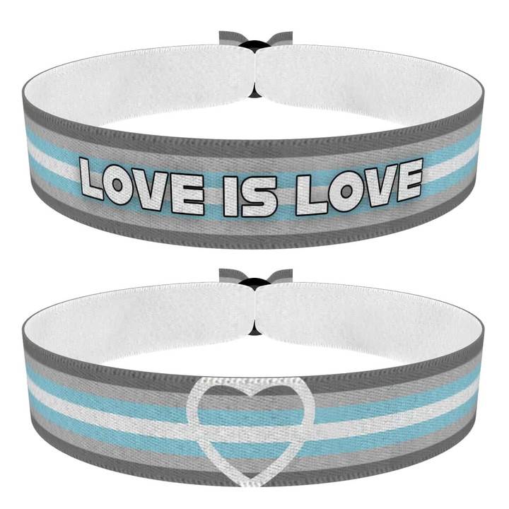 Zum Produkt 2er Set Demiboy Love is Love und Heart Stoffarmbänder