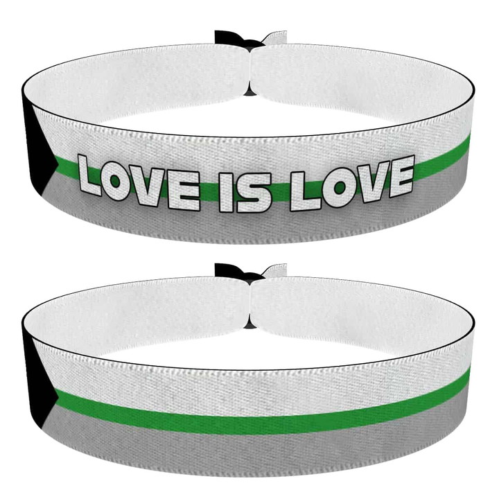 Zum Produkt Demiromantic 2er Set Love is Love und Flagge Stoffarmbänder