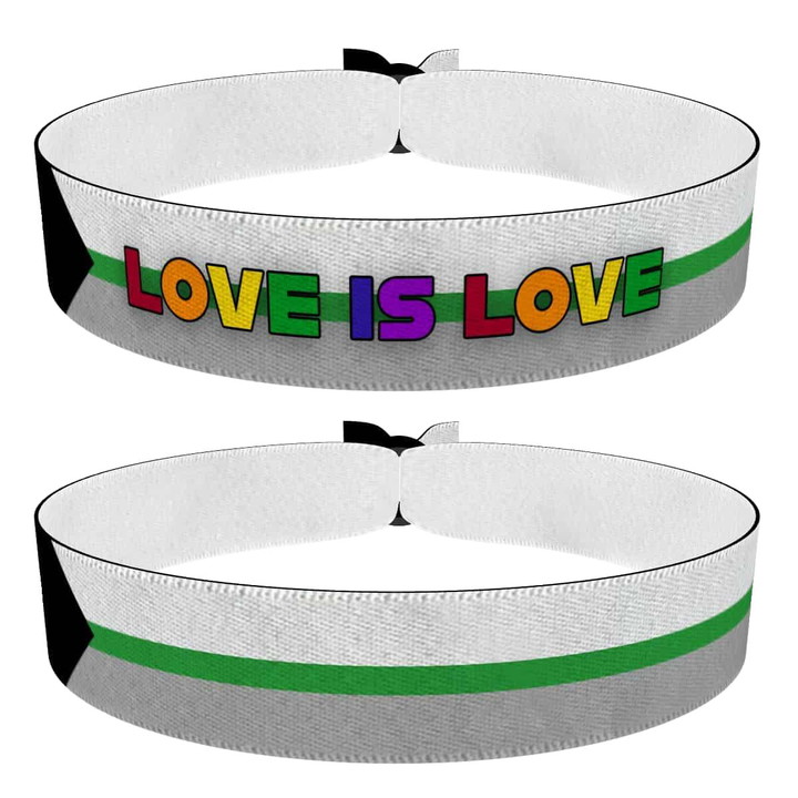 Zum Produkt Demiromantic 2er Set Love is Love und Flagge Stoffarmbänder