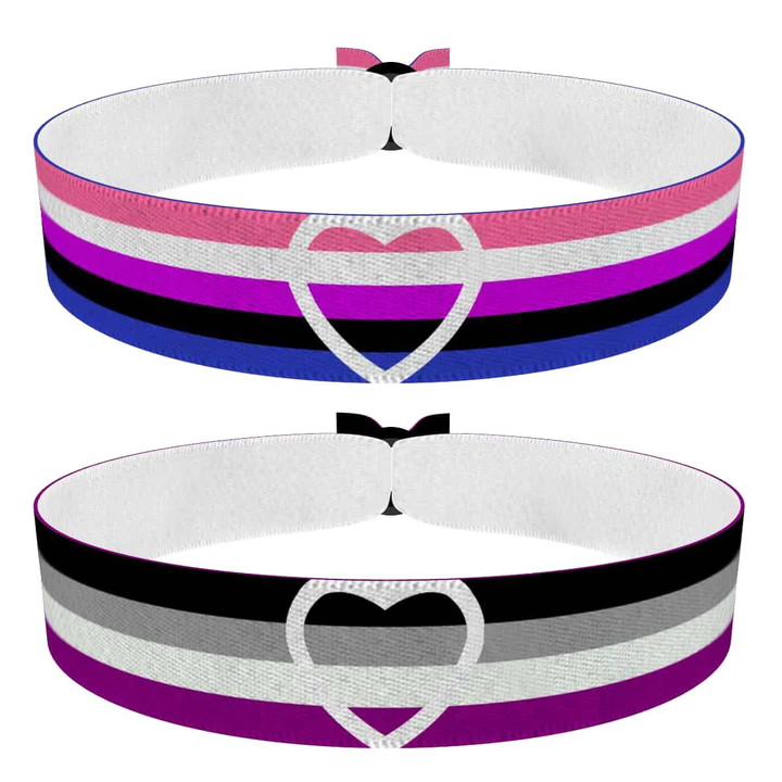 Zum Produkt 2er Set Genderfluid und Asexual Heart Stoffarmbänder