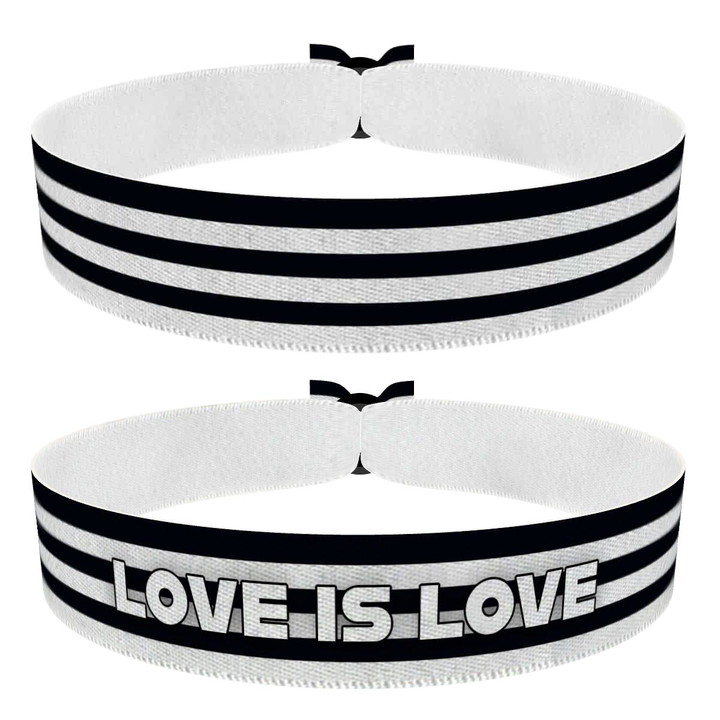 Zum Produkt 2er Set Straight Flagge und Love is Love weiß Stoffarmbänder