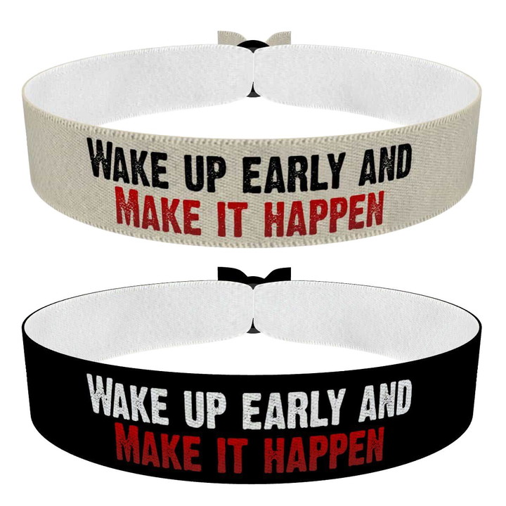 Zum Produkt Wake up early 2er Set Stoffarmbänder schwarz und bunt