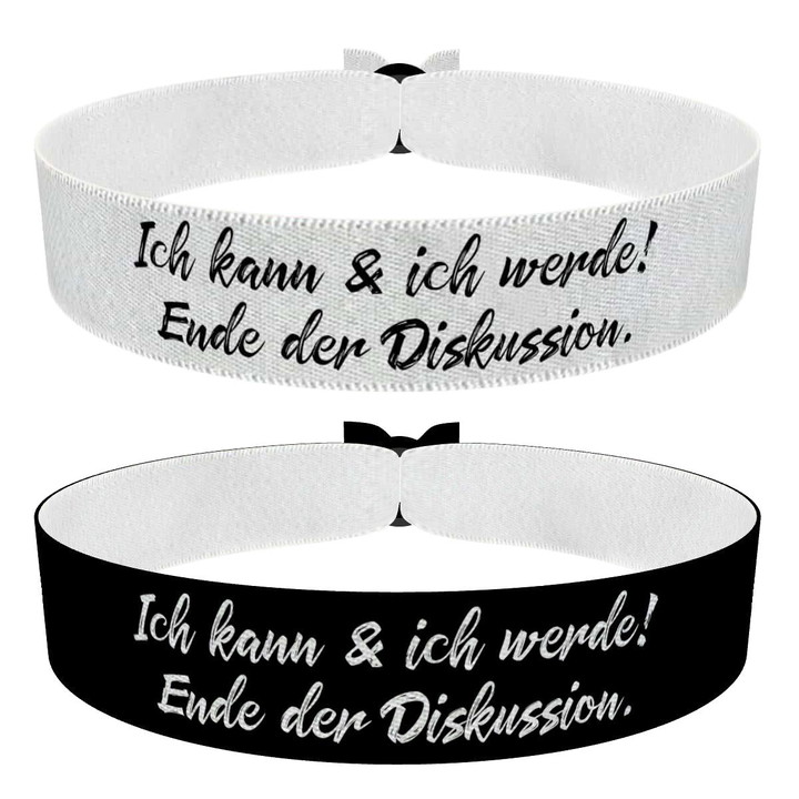 Zum Produkt 2er Set Ich kann & ich werde Stoffarmbänder schwarz weiß