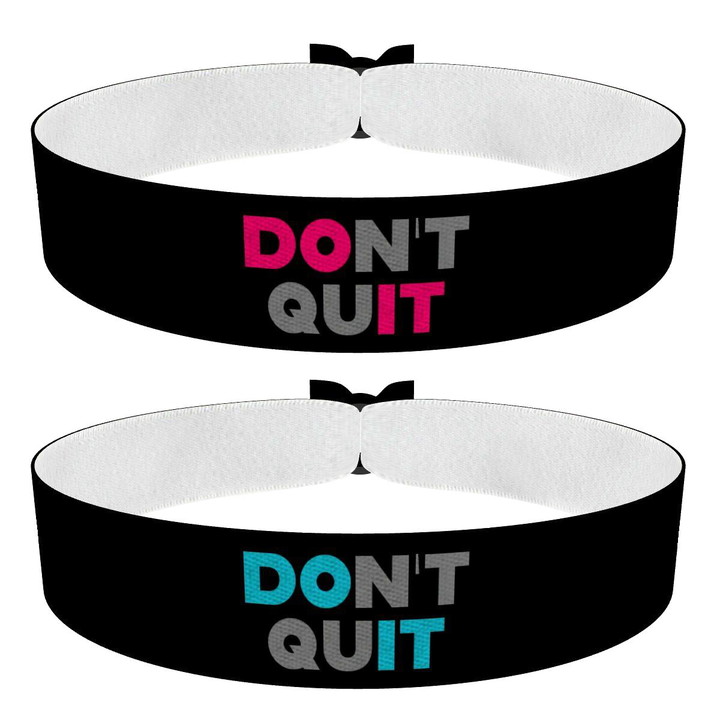 Zum Produkt 2er Set Don't Quit Stoffarmbänder pink und blau für Motivation