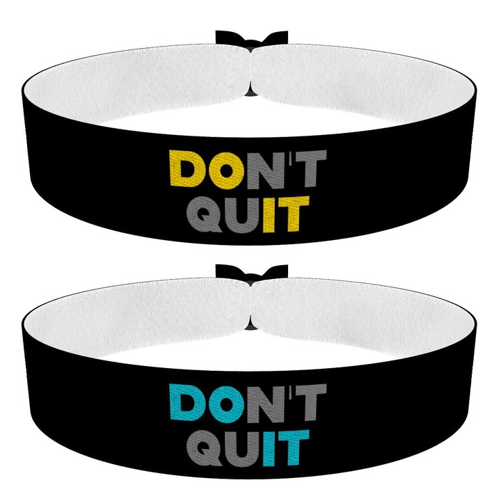 Zum Produkt 2er Set Don't Quit Do it gelb blau Stoffarmbänder für Motivation