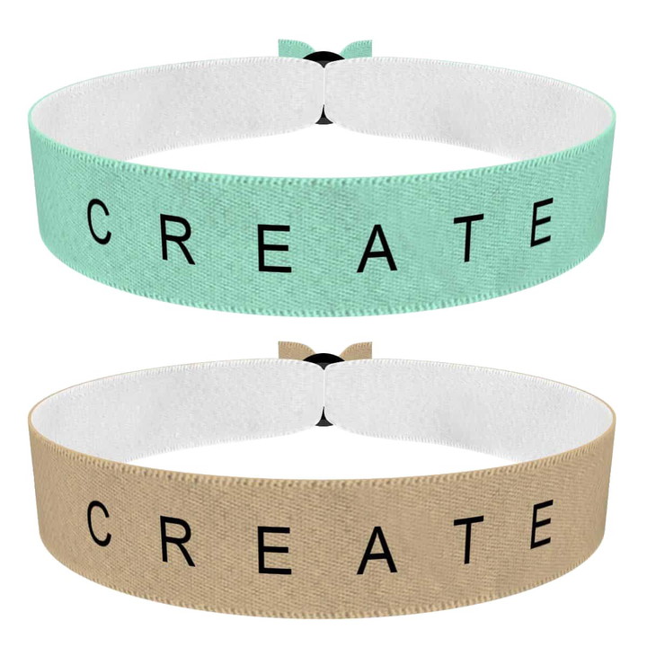 Zum Produkt 2er Set Create mint und beige Stoffarmbänder für jeden Anlass