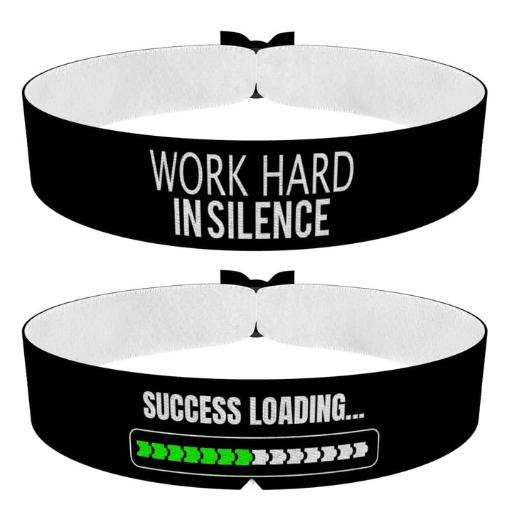 Zum Produkt 2er Set Stoffarmbänder Work hard in silence Success loading