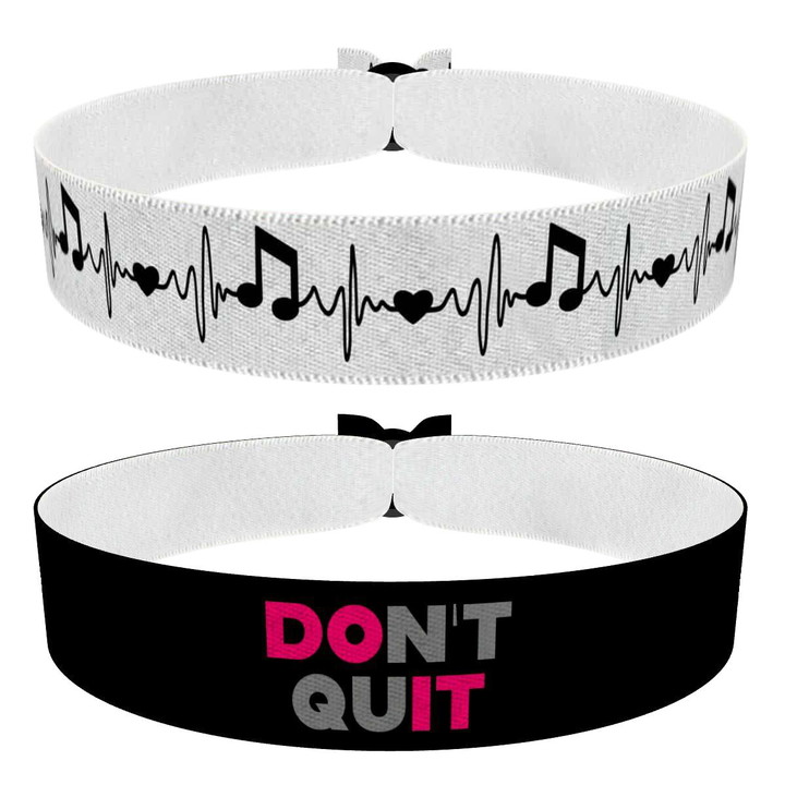 Zum Produkt 2er Set Stoffarmbänder Music Heartbeat und Don't Quit Do it