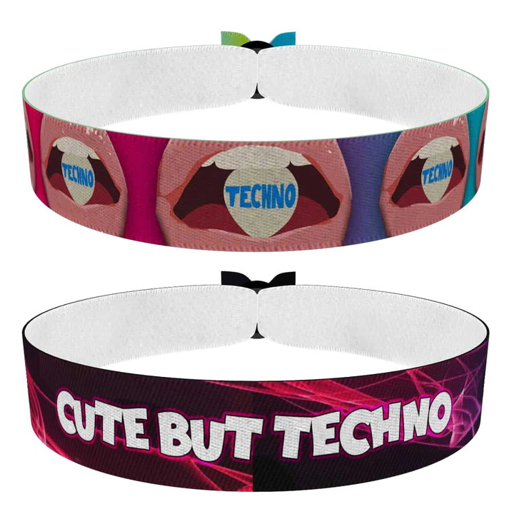 Zum Produkt 2er Set Techno Pill und Cute but Techno Stoffarmbänder