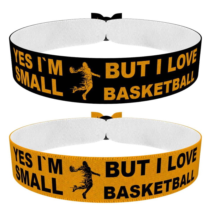 Zum Produkt 2er Set Stoffarmbänder Small but I love Basketball schwarz orange
