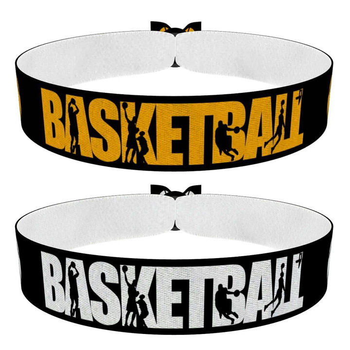 Zum Produkt 2er Set Stoffarmbänder Basketball schwarz orange und schwarz