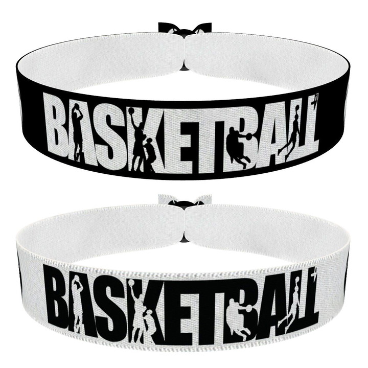 Zum Produkt 2er Set Basketball Stoffarmbänder schwarz und weiß
