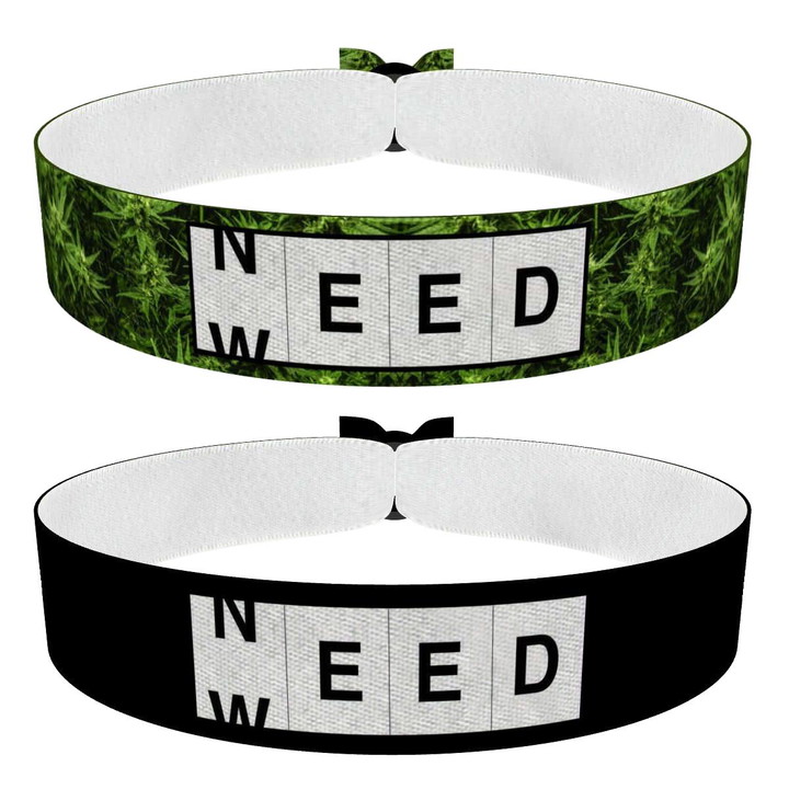 Zum Produkt Need Weed Stoffarmband 2er Set Schwarz und Bunt