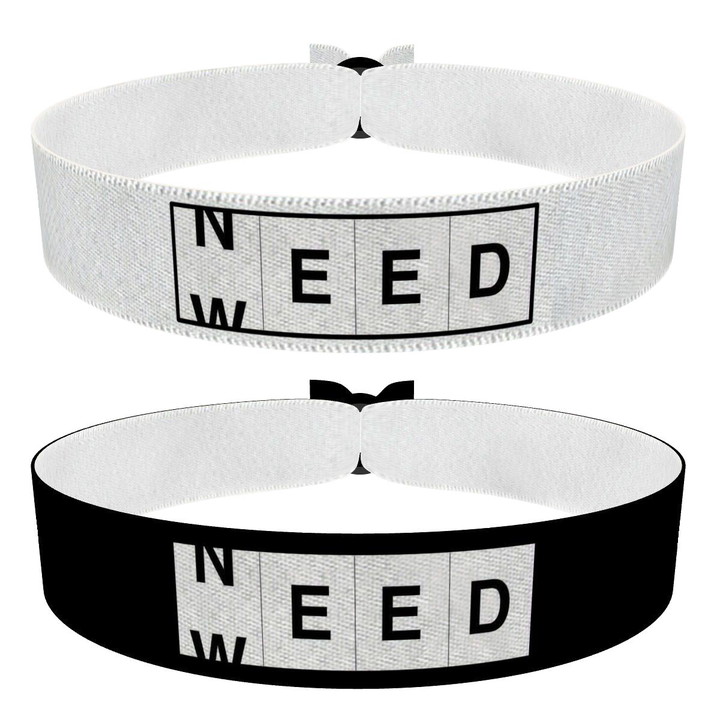 Zum Produkt Need weed 2er Set Stoffarmbänder weiß und schwarz