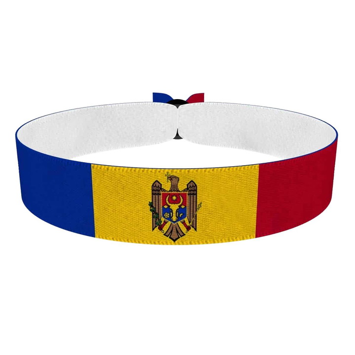 Zum Produkt Moldau Flagge Stoffarmband