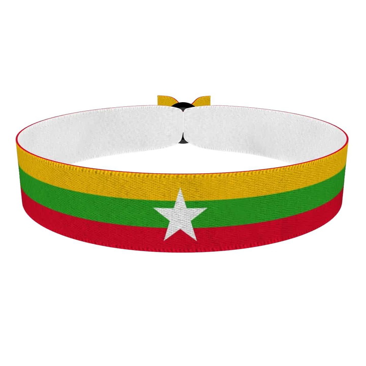 Zum Produkt Myanmar Flagge Stoffarmband