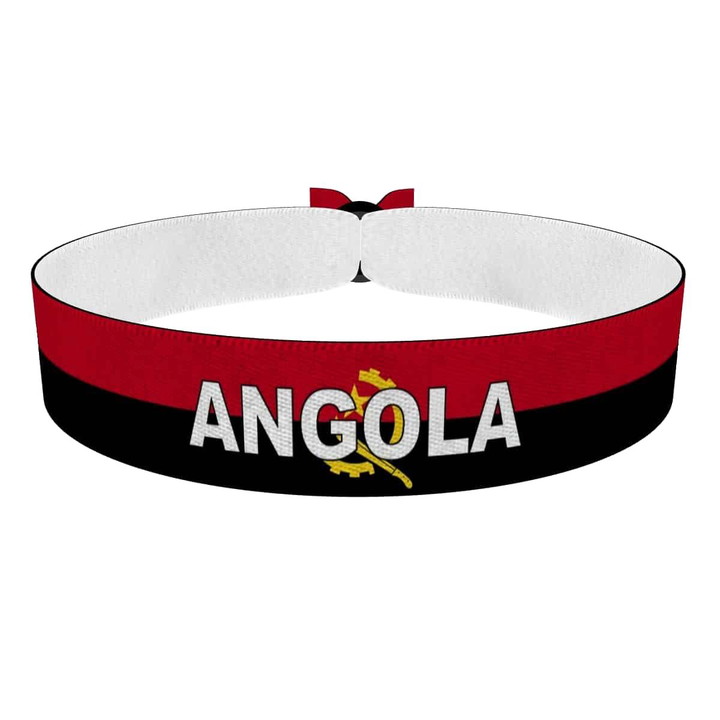 Zum Produkt Angola Flagge mit Ländername Stoffarmband