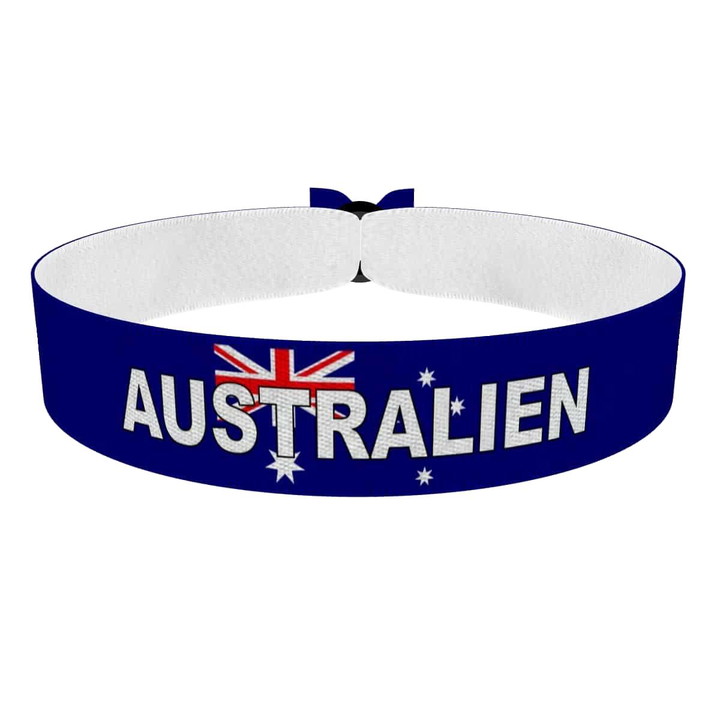 Zum Produkt Australien Flagge mit Ländername Stoffarmband