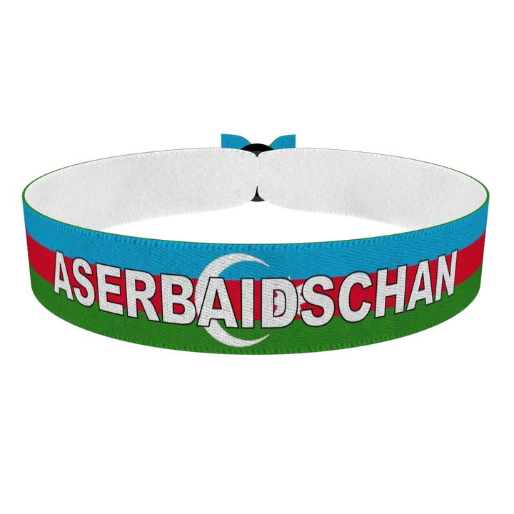 Zum Produkt Aserbaidschan Flagge mit Ländername Stoffarmband