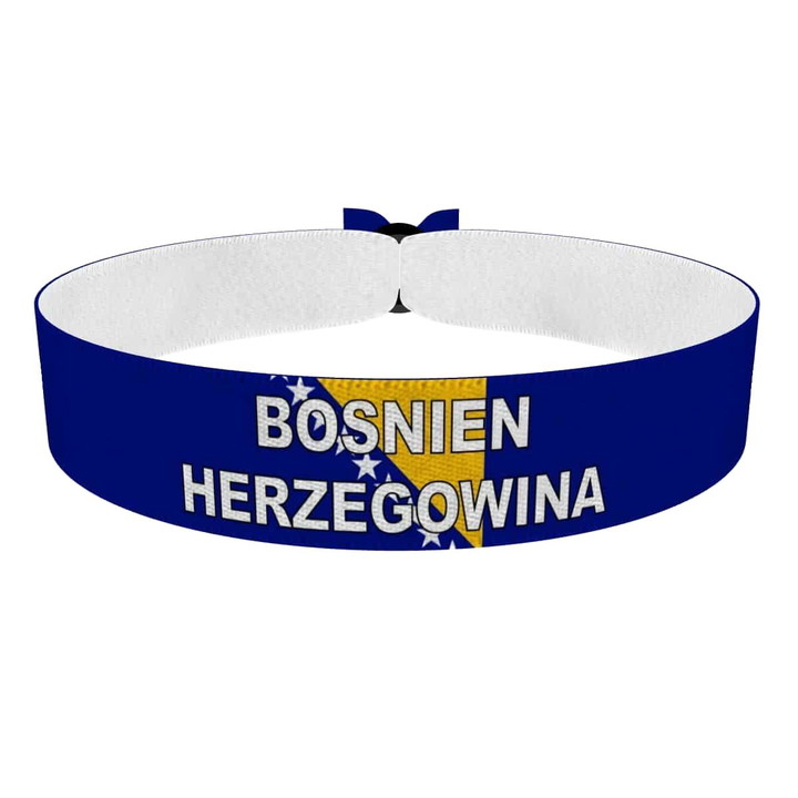 Zum Produkt Bosnien & Herzegowina Flagge mit Ländername Stoffarmband