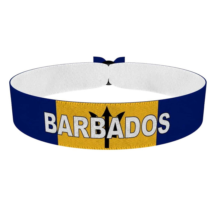 Zum Produkt Barbados Flagge mit Ländername Stoffarmband