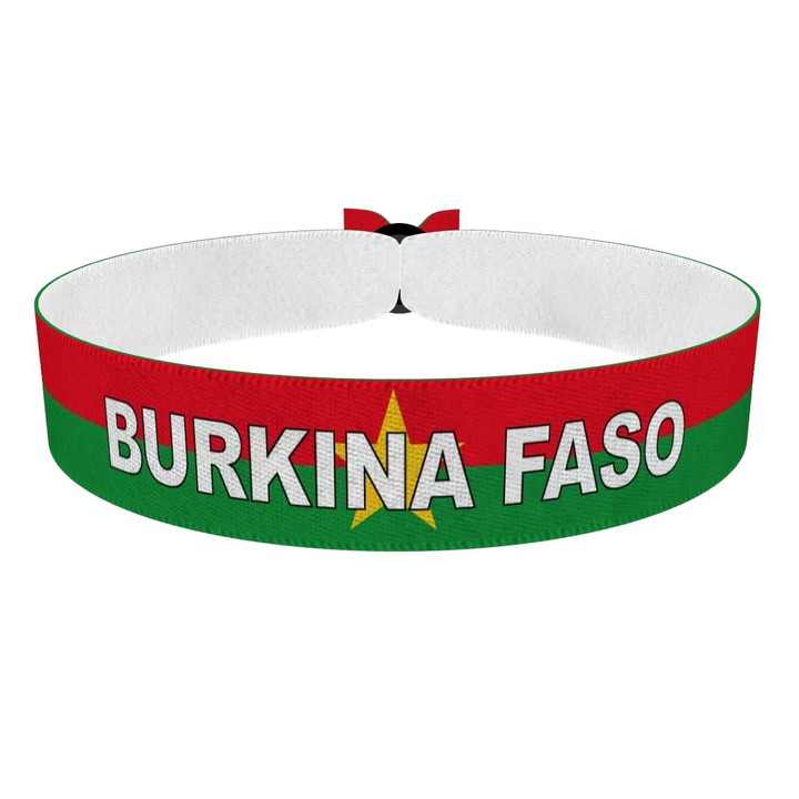 Zum Produkt Burkina Faso Flagge mit Ländername Stoffarmband