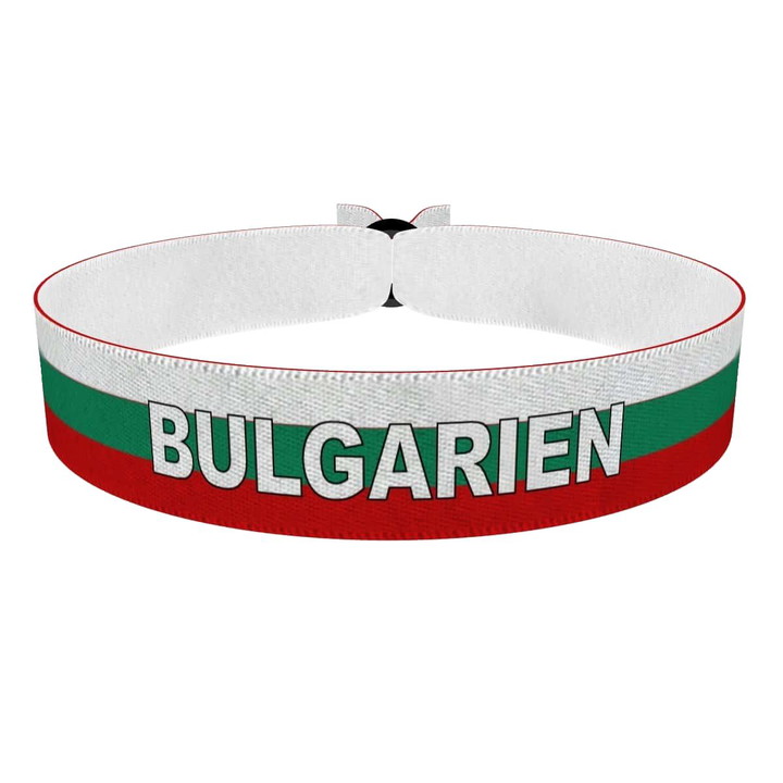 Zum Produkt Bulgarien Flagge mit Ländername Stoffarmband