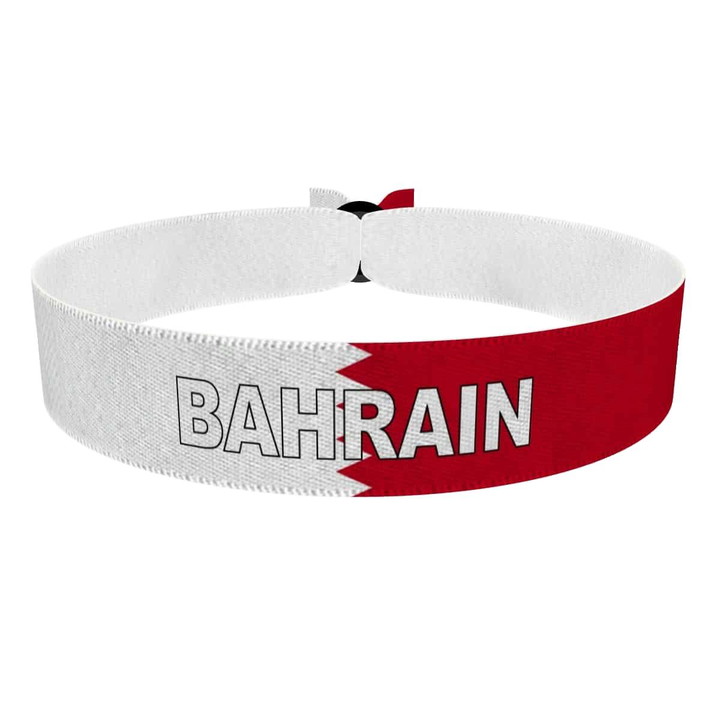 Zum Produkt Bahrain Flagge mit Ländername Stoffarmband