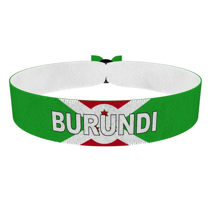 Zum Produkt Burundi Flagge mit Ländername Stoffarmband
