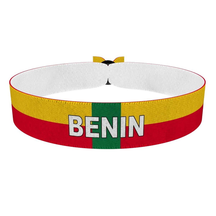 Zum Produkt Benin Flagge mit Ländername Stoffarmband