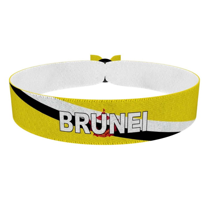Zum Produkt Brunei Flagge mit Ländername Stoffarmband
