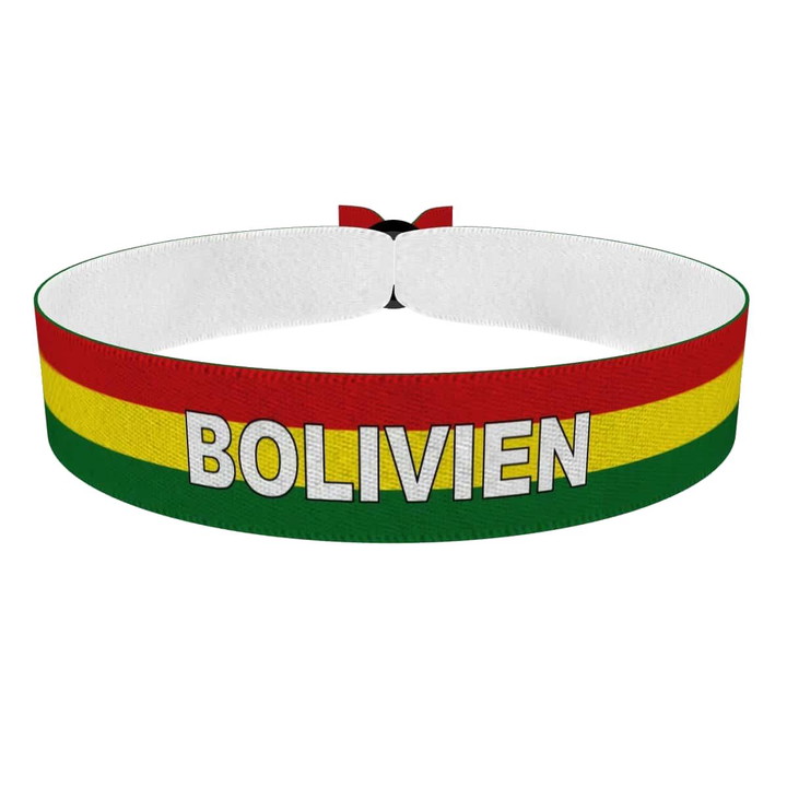 Zum Produkt Bolivien Flagge mit Ländername Stoffarmband