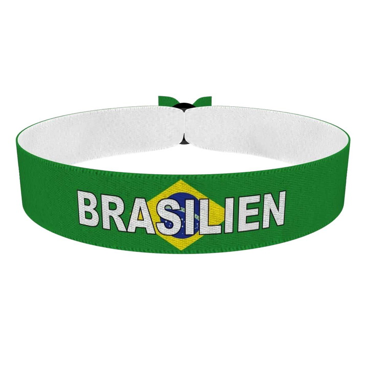 Zum Produkt Brasilien Flagge mit Ländername Stoffarmband