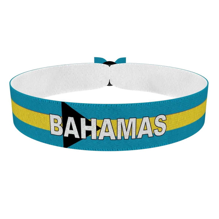Zum Produkt Bahamas Flagge mit Ländername Stoffarmband