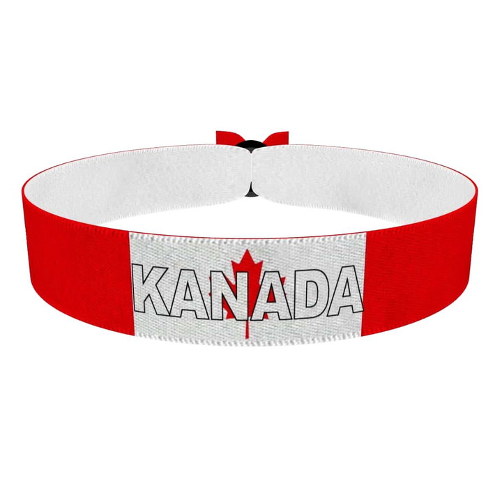 Zum Produkt Kanada Flagge mit Ländername Stoffarmband