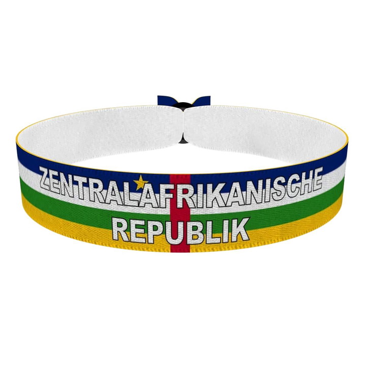 Zum Produkt Zentralafrikanische Republik Flagge mit Ländername Stoffarmband
