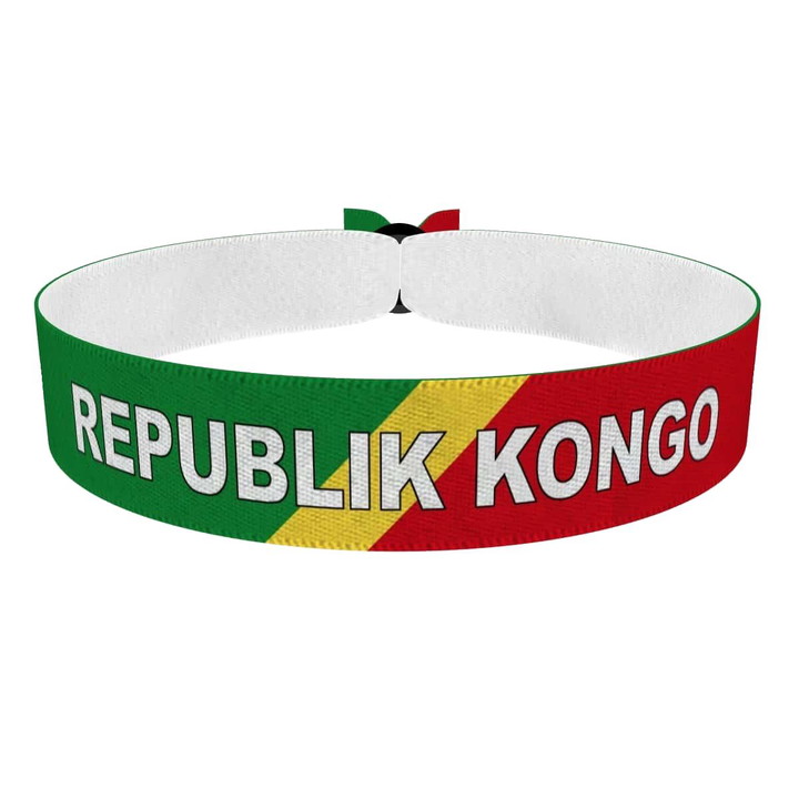Zum Produkt Republik Kongo Flagge mit Ländername Stoffarmband