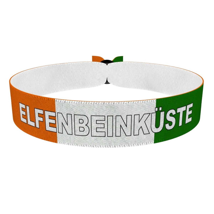 Zum Produkt Elfenbeinküste Flagge mit Ländername Stoffarmband