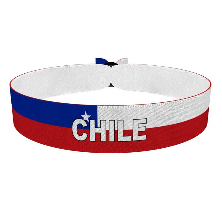 Zum Produkt Chile Flagge mit Ländername Stoffarmband
