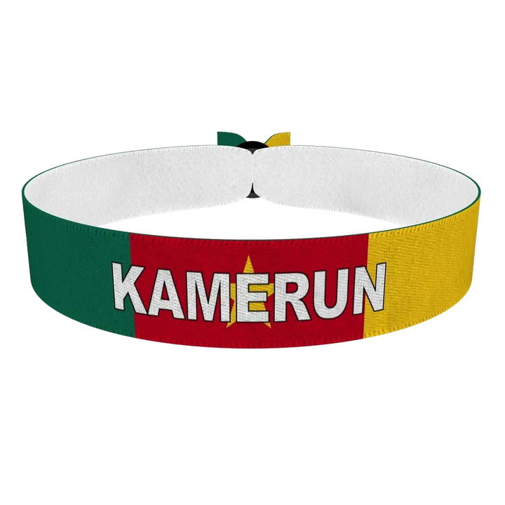 Zum Produkt Kamerun Flagge mit Ländername Stoffarmband