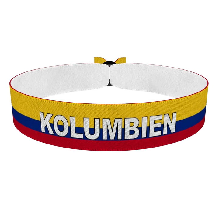 Zum Produkt Kolumbien Flagge mit Ländername Stoffarmband