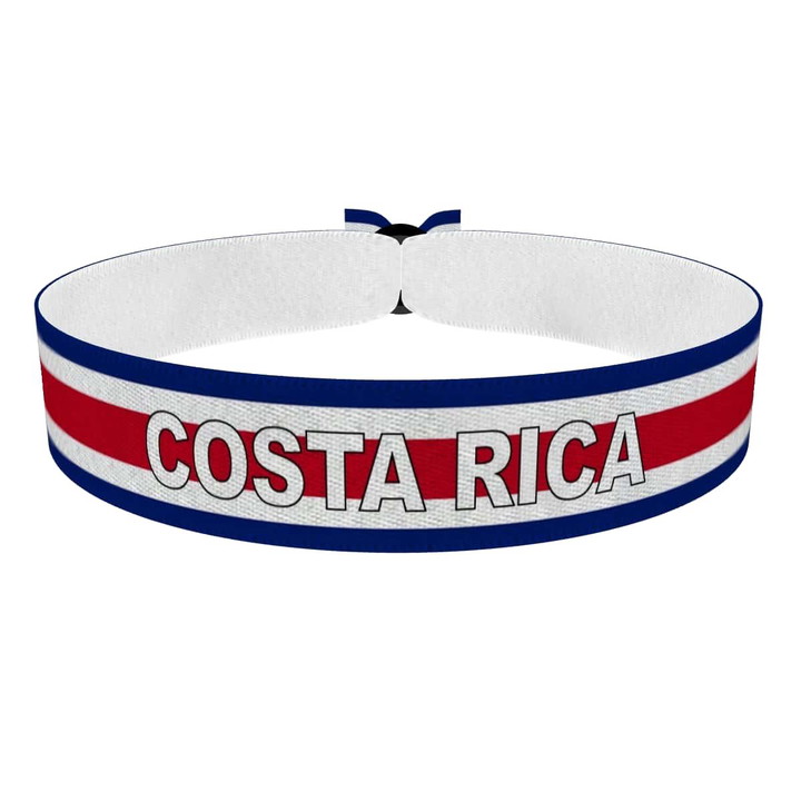 Zum Produkt Costa Rica Flagge mit Ländername Stoffarmband