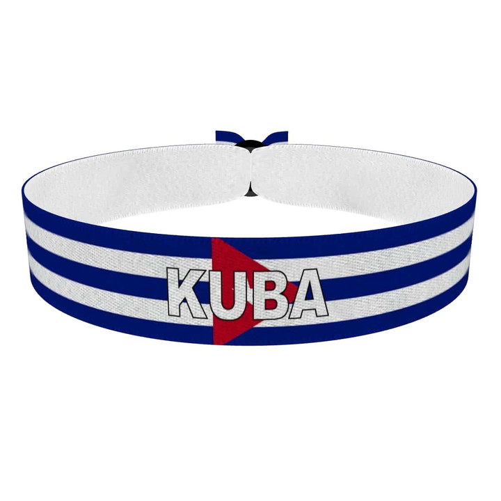 Zum Produkt Kuba Flagge mit Ländername Stoffarmband